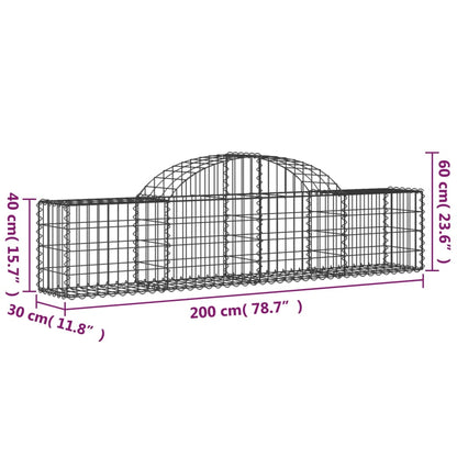 Cesti Gabbioni ad Arco 9 pz 200x30x40/60 cm Ferro Zincato | homemem39