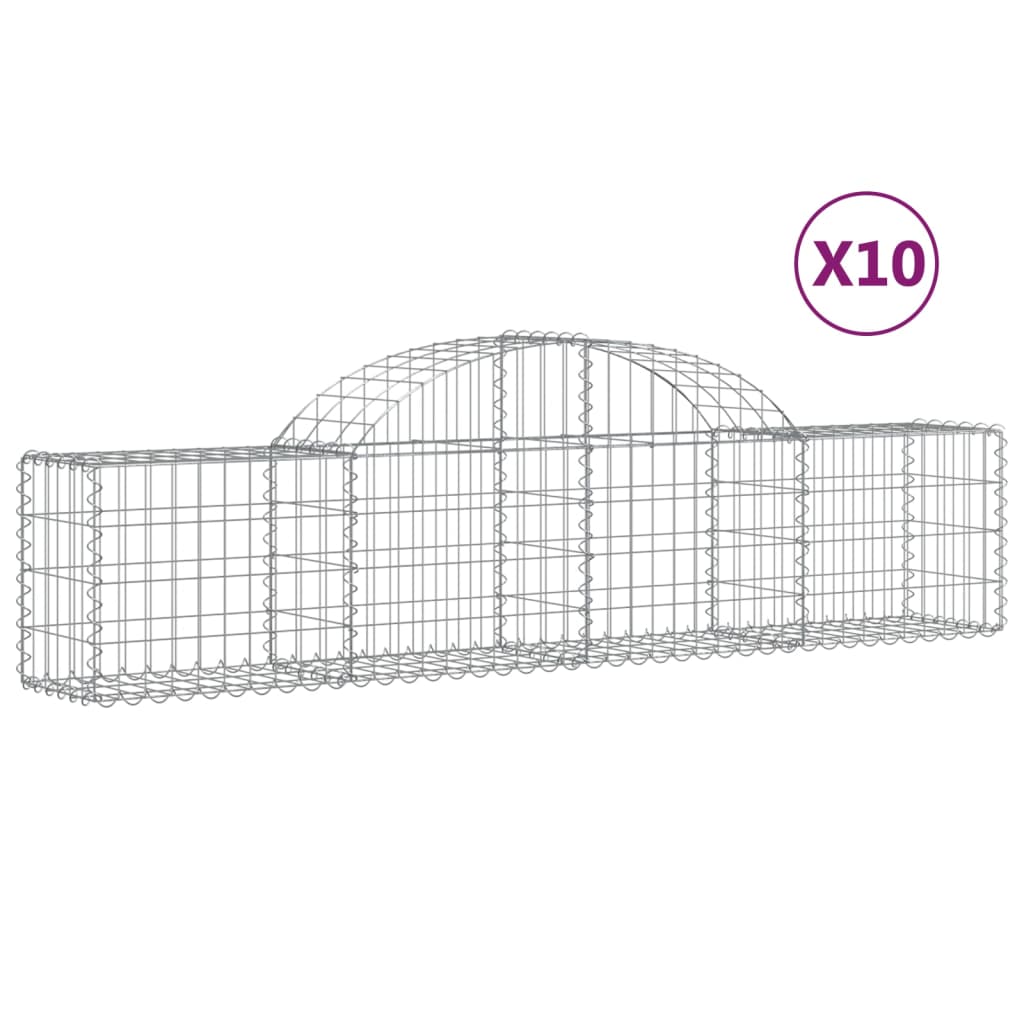 Cesti Gabbioni ad Arco 10 pz 200x30x40/60 cm Ferro Zincato | homemem39