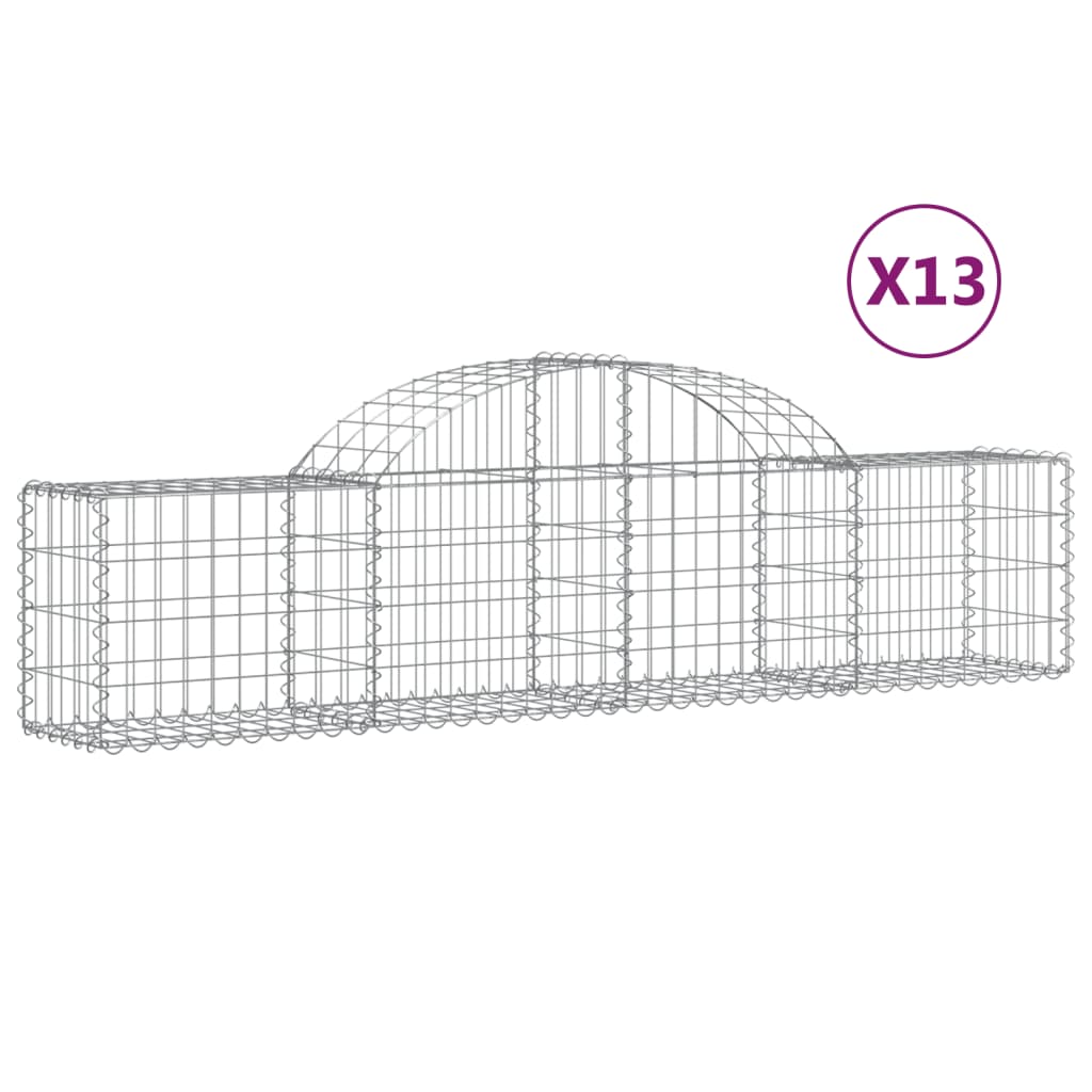 Cesti Gabbioni ad Arco 13 pz 200x30x40/60 cm Ferro Zincato | homemem39
