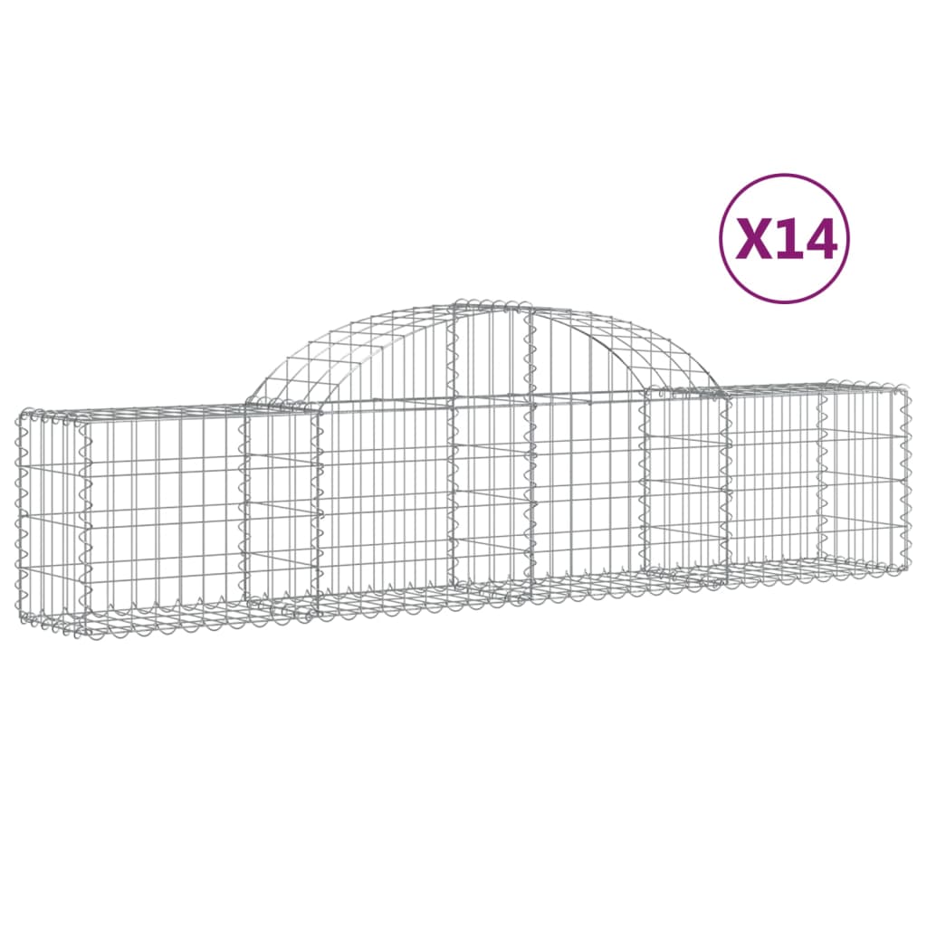 Cesti Gabbioni ad Arco 14 pz 200x30x40/60 cm Ferro Zincato | homemem39