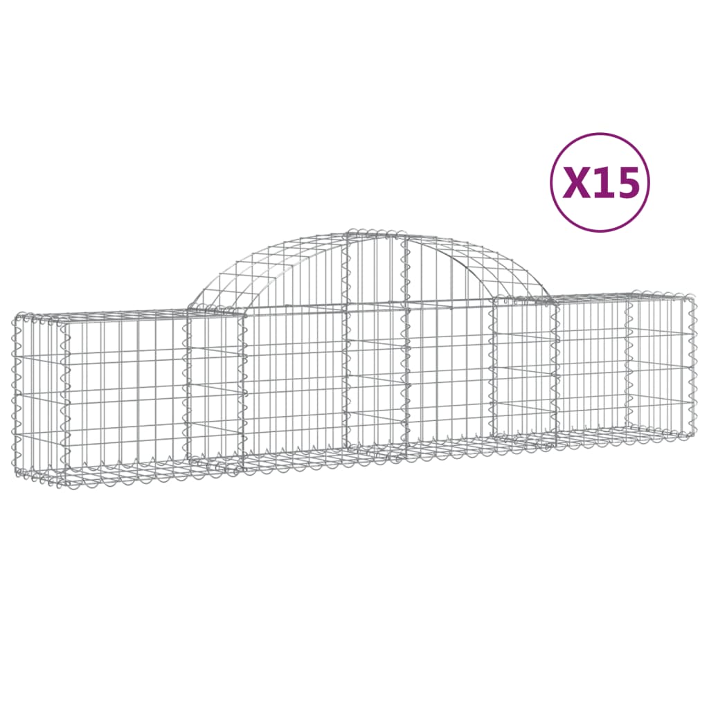 Cesti Gabbioni ad Arco 15 pz 200x30x40/60 cm Ferro Zincato | homemem39