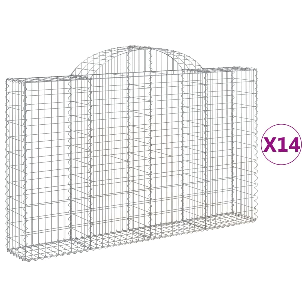 Cesti Gabbioni ad Arco 14 pz 200x30x120/140 cm Ferro Zincato | homemem39