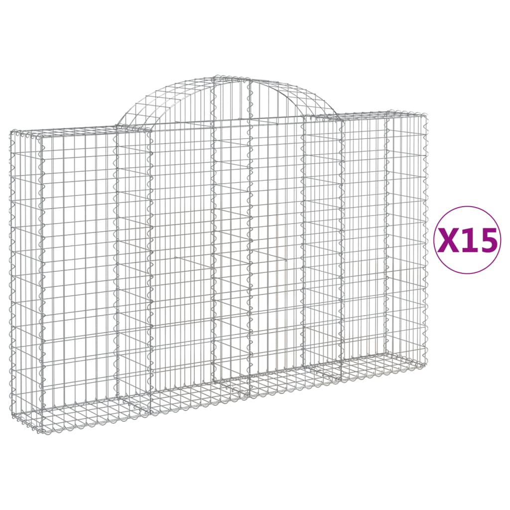 Cesti Gabbioni ad Arco 15 pz 200x30x120/140 cm Ferro Zincato | homemem39
