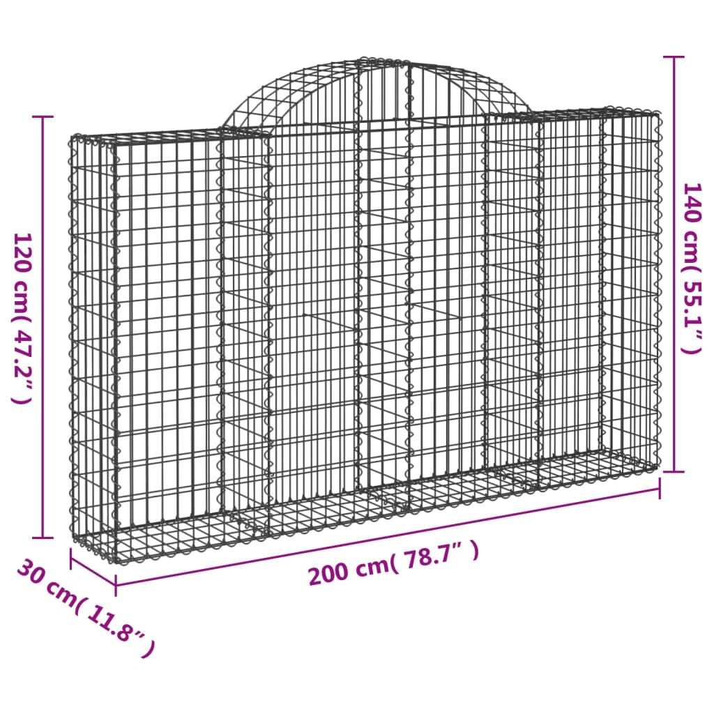Cesti Gabbioni ad Arco 15 pz 200x30x120/140 cm Ferro Zincato | homemem39