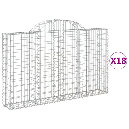 Cesti Gabbioni ad Arco 18 pz 200x30x120/140 cm Ferro Zincato | homemem39