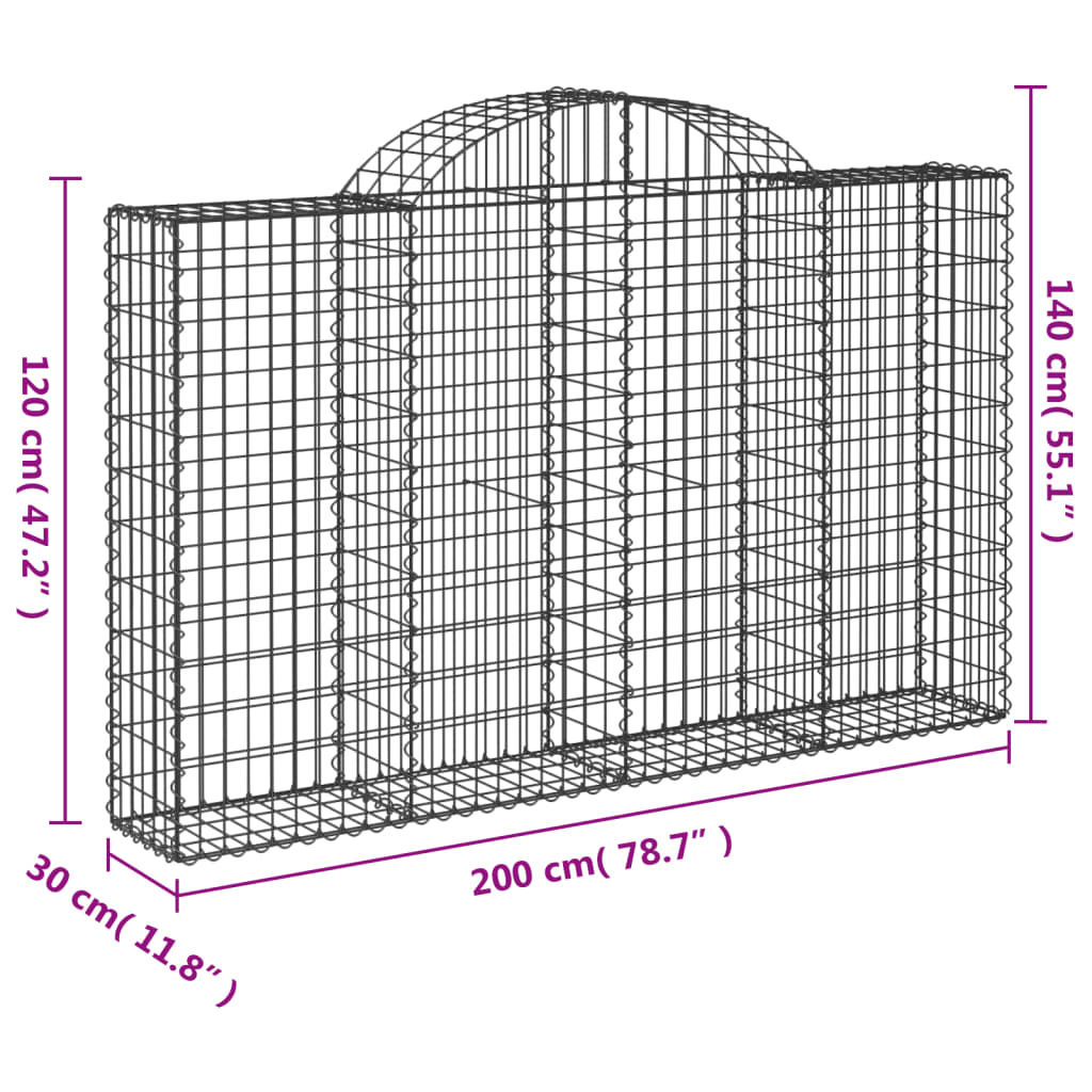 Cesti Gabbioni ad Arco 18 pz 200x30x120/140 cm Ferro Zincato | homemem39