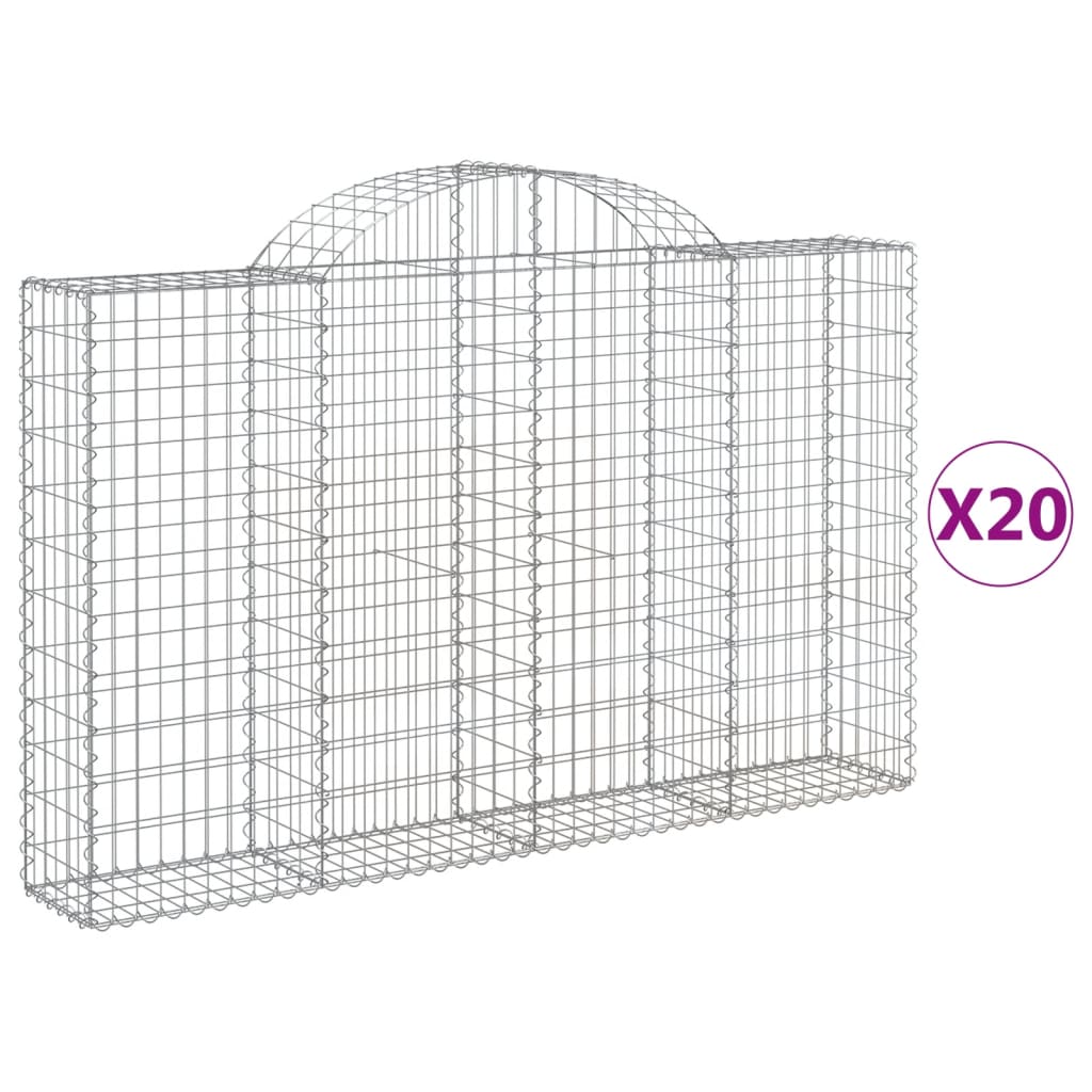 Cesti Gabbioni ad Arco 20 pz 200x30x120/140 cm Ferro Zincato | homemem39