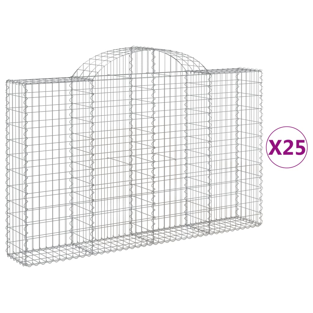 Cesti Gabbioni ad Arco 25 pz 200x30x120/140 cm Ferro Zincato | homemem39