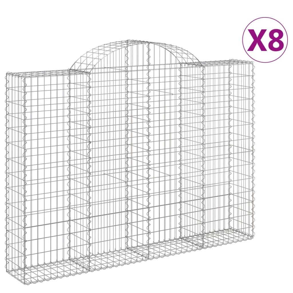 Cesti Gabbioni ad Arco 8 pz 200x30x140/160 cm Ferro Zincato | homemem39