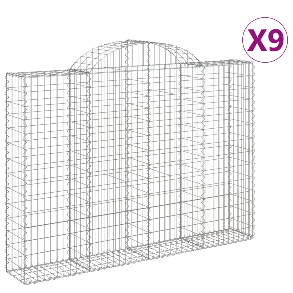 Cesti Gabbioni ad Arco 9 pz 200x30x140/160 cm Ferro Zincato | homemem39