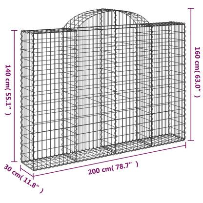 Cesti Gabbioni ad Arco 9 pz 200x30x140/160 cm Ferro Zincato | homemem39