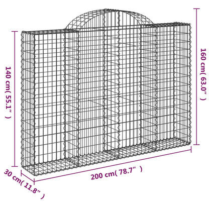 Cesti Gabbioni ad Arco 10 pz 200x30x140/160 cm Ferro Zincato | homemem39