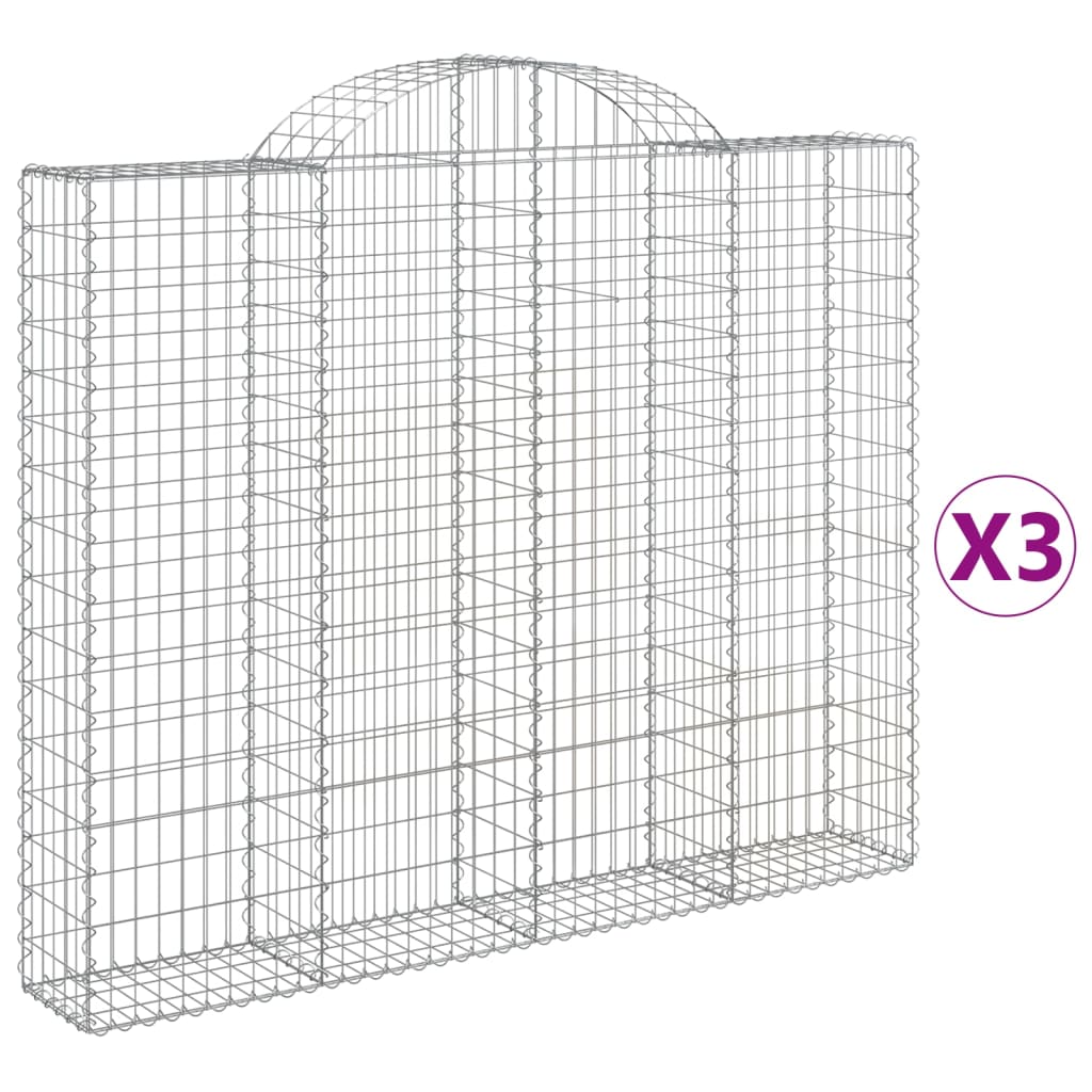 Cesti Gabbioni ad Arco 3 pz 200x30x160/180 cm Ferro Zincato | homemem39
