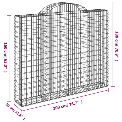 Cesti Gabbioni ad Arco 3 pz 200x30x160/180 cm Ferro Zincato | homemem39