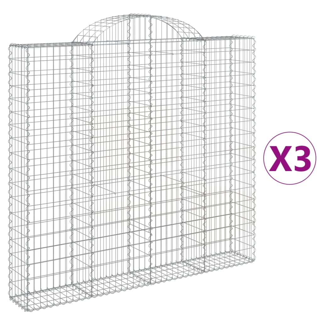 Cesti Gabbioni ad Arco 3 pz 200x30x180/200 cm Ferro Zincato