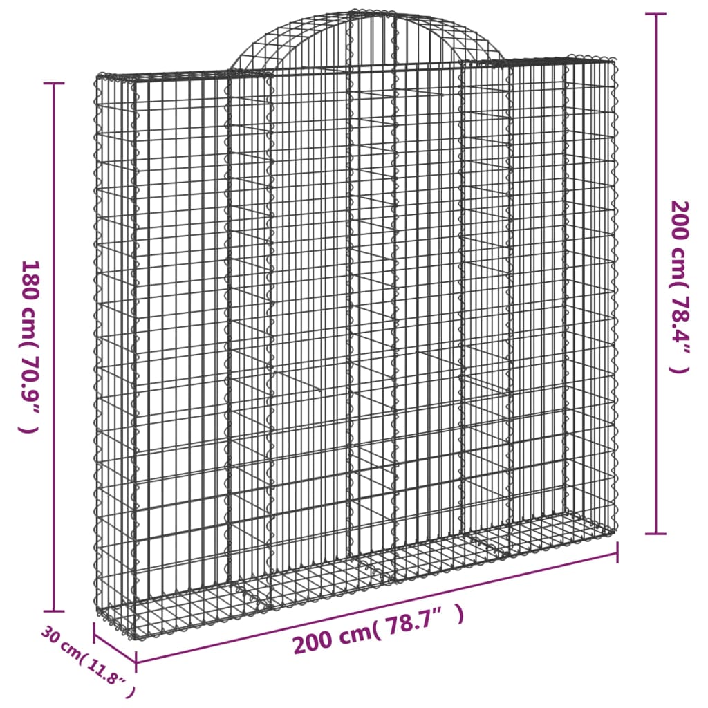 Cesti Gabbioni ad Arco 5 pz 200x30x180/200 cm Ferro Zincato | homemem39