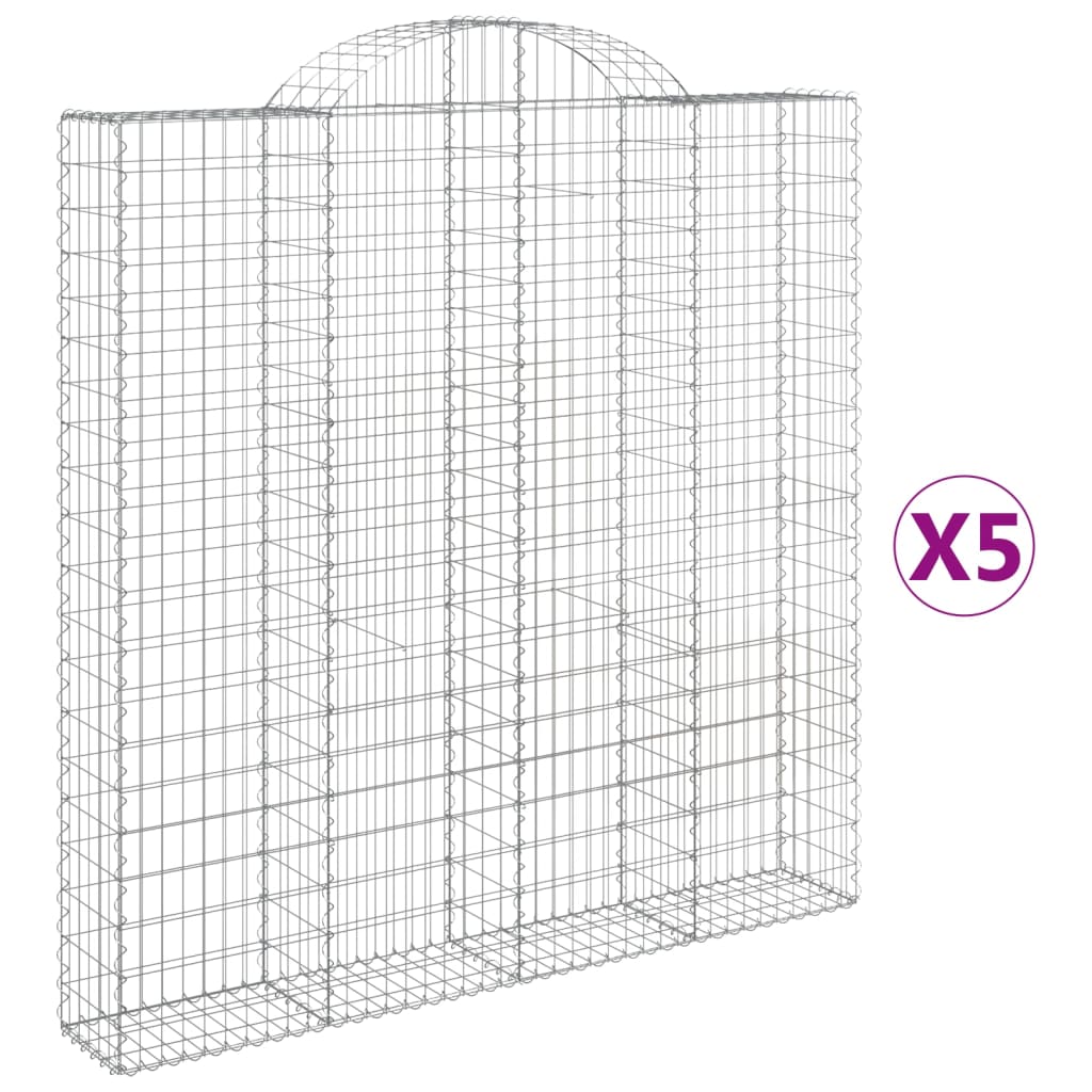 Cesti Gabbioni ad Arco 5 pz 200x30x200/220 cm Ferro Zincato | homemem39