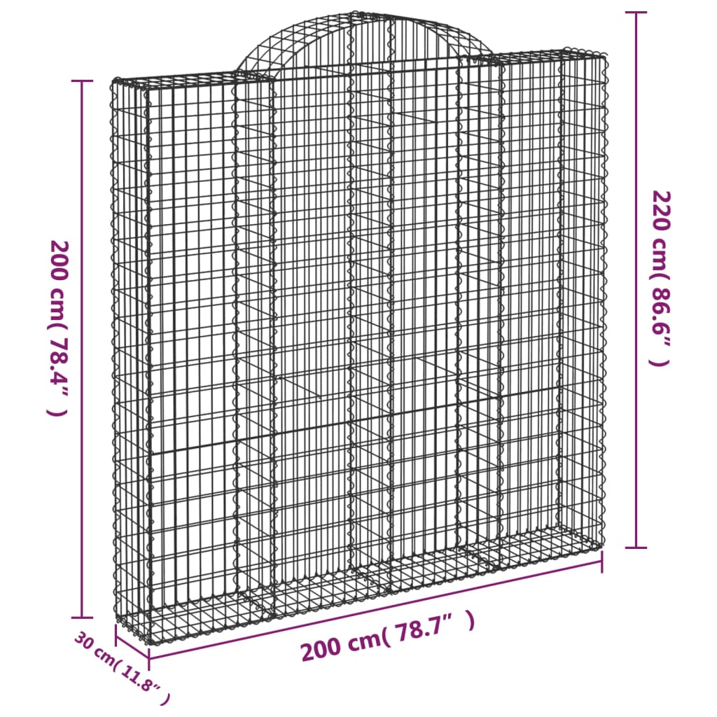Cesti Gabbioni ad Arco 5 pz 200x30x200/220 cm Ferro Zincato | homemem39