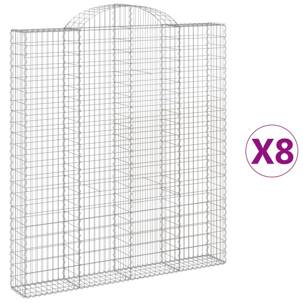 Cesti Gabbioni ad Arco 8 pz 200x30x220/240 cm Ferro Zincato | homemem39