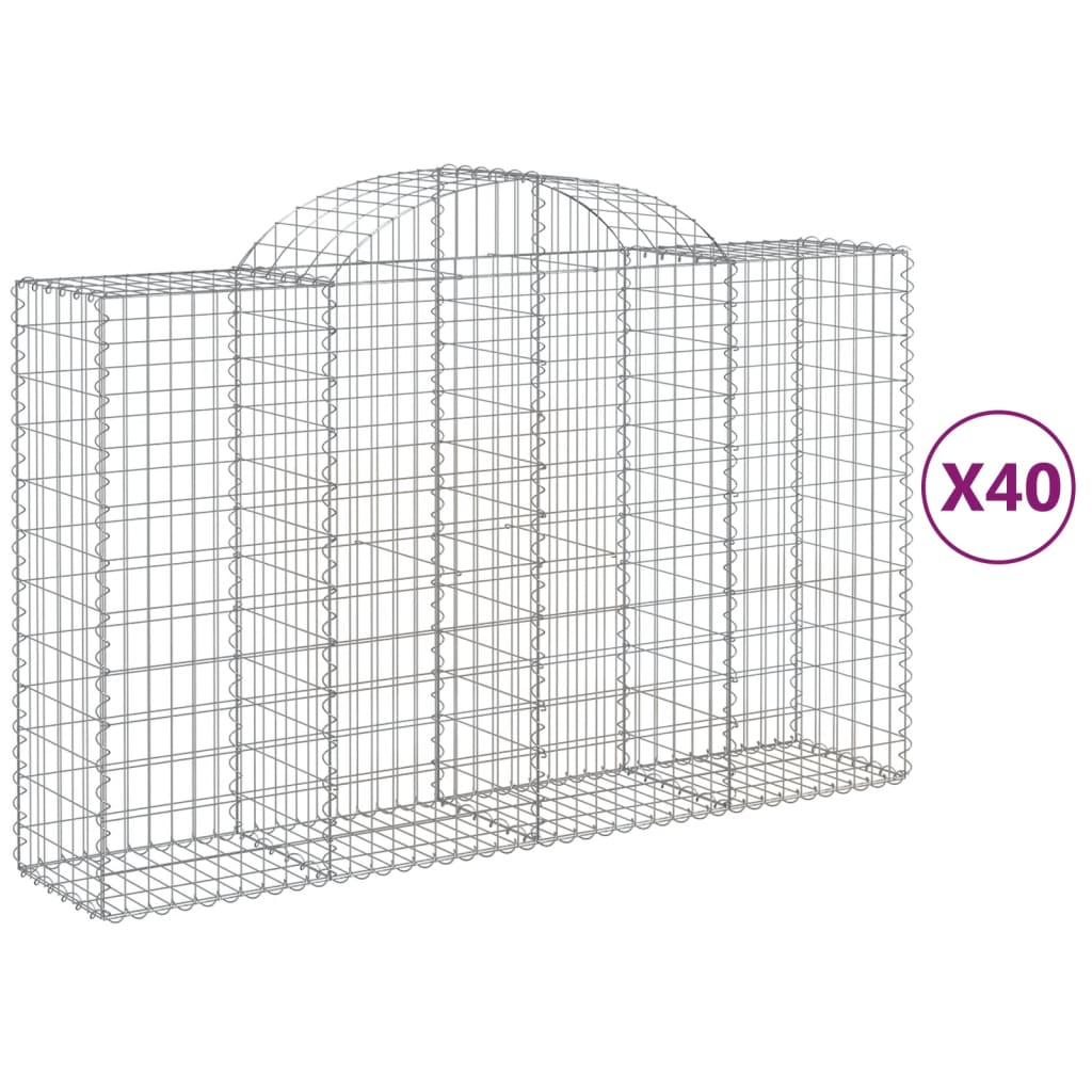 Cesti Gabbioni ad Arco 40 pz 200x50x120/140 cm Ferro Zincato | homemem39