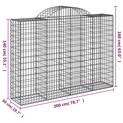 Cesti Gabbioni ad Arco 50 pz 200x50x140/160 cm Ferro Zincato