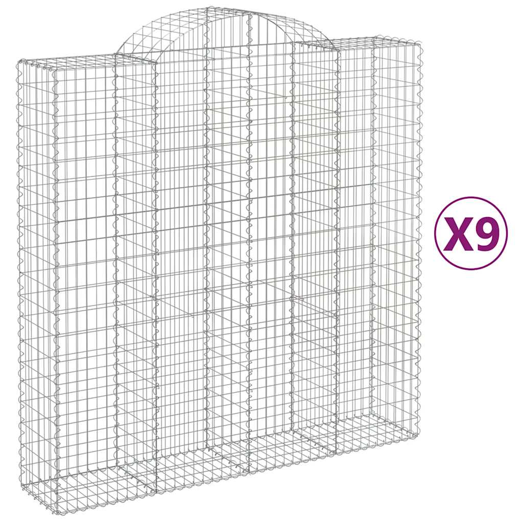 Cesti Gabbioni ad Arco 9 pz 200x50x200/220 cm Ferro Zincato | homemem39