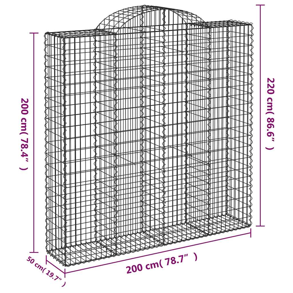 Cesti Gabbioni ad Arco 9 pz 200x50x200/220 cm Ferro Zincato | homemem39