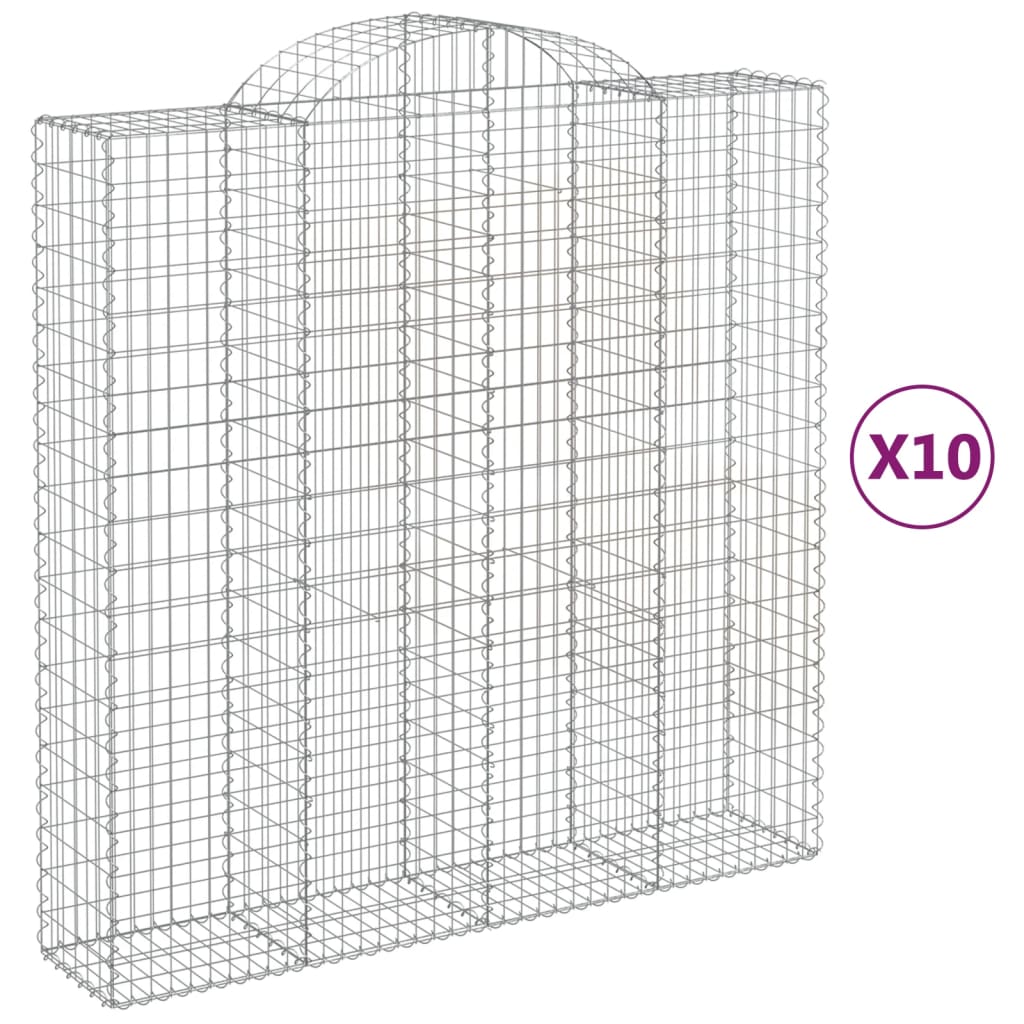 Cesti Gabbioni ad Arco 10 pz 200x50x200/220 cm Ferro Zincato | homemem39