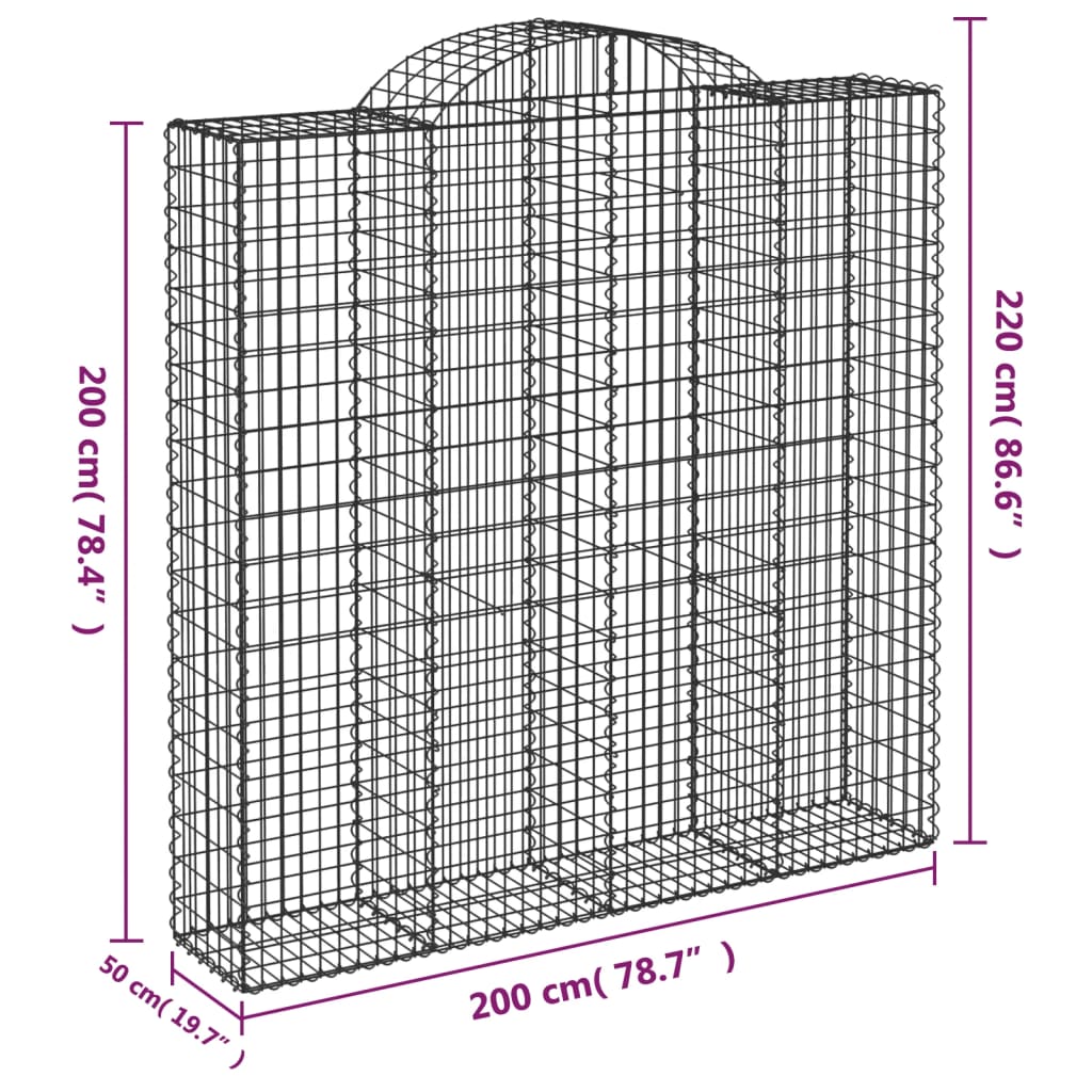 Cesti Gabbioni ad Arco 10 pz 200x50x200/220 cm Ferro Zincato | homemem39