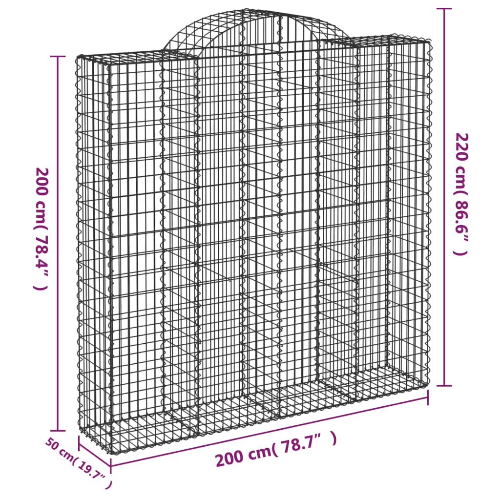 Cesti Gabbioni ad Arco 11 pz 200x50x200/220 cm Ferro Zincato | homemem39