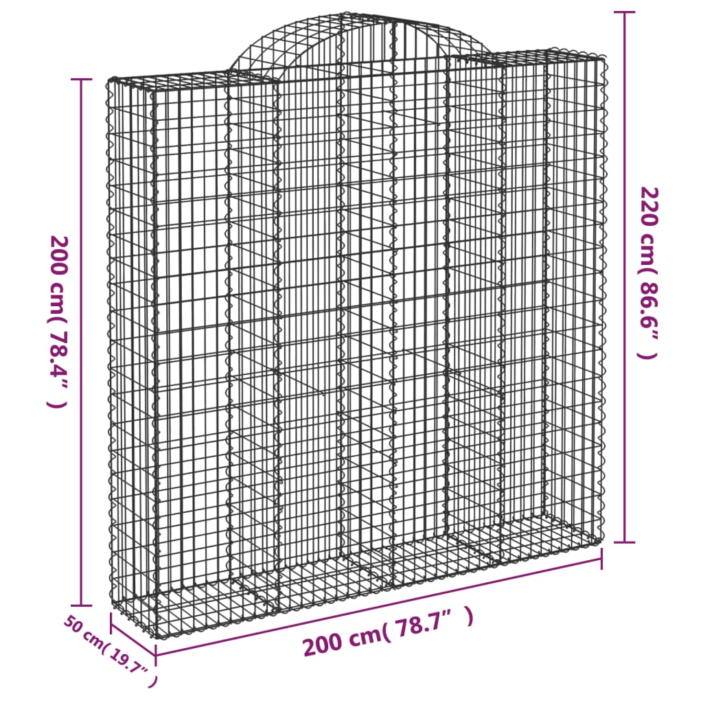 Cesti Gabbioni ad Arco 13 pz 200x50x200/220 cm Ferro Zincato