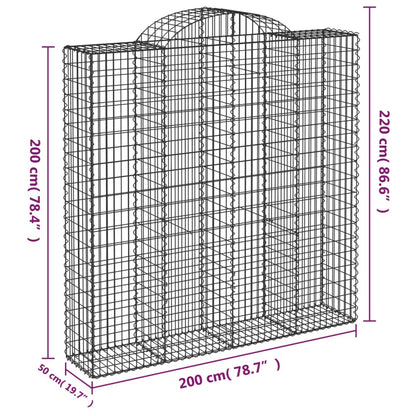 Cesti Gabbioni ad Arco 14 pz 200x50x200/220 cm Ferro Zincato