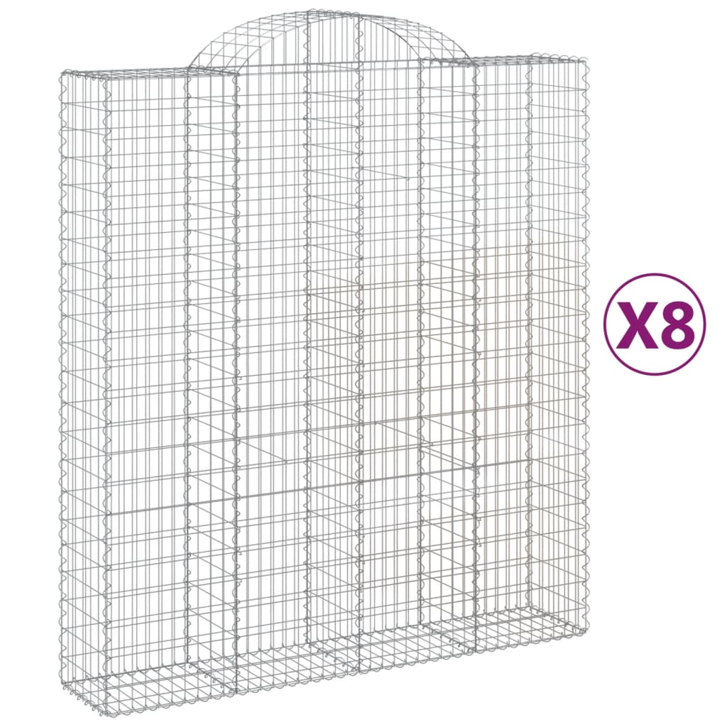 Cesti Gabbioni ad Arco 8 pz 200x50x220/240 cm Ferro Zincato | homemem39