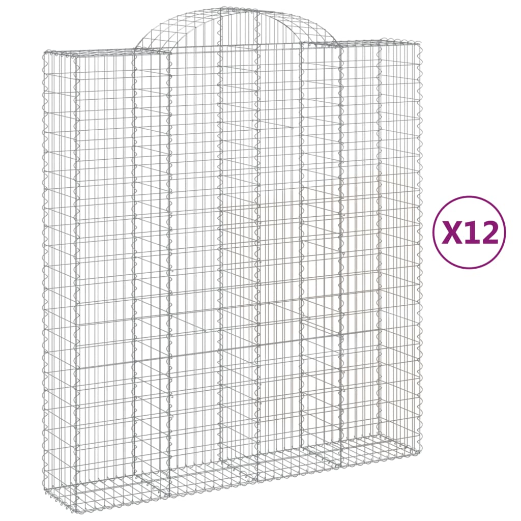 Cesti Gabbioni ad Arco 12 pz 200x50x220/240 cm Ferro Zincato | homemem39