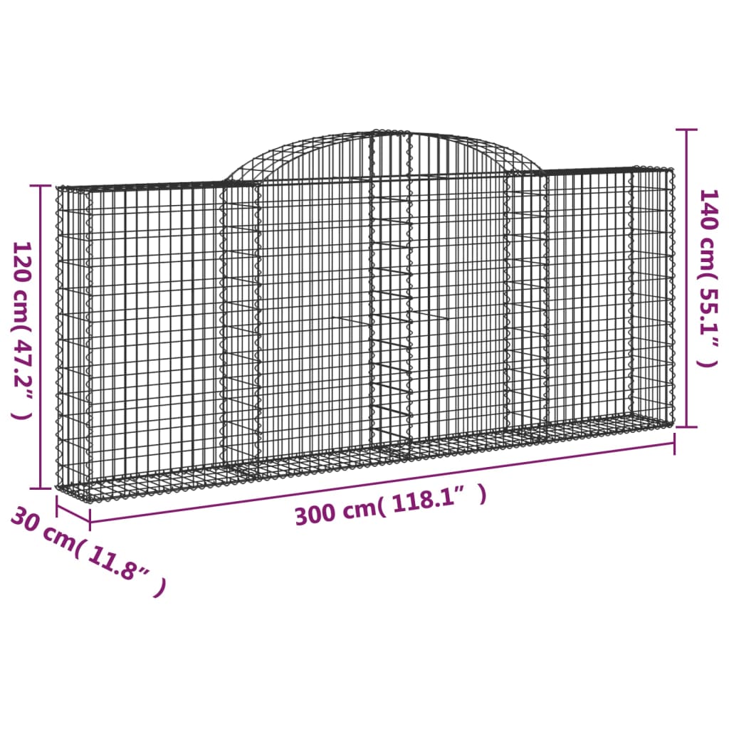Cesti Gabbioni ad Arco 25 pz 300x30x120/140 cm Ferro Zincato - homemem39