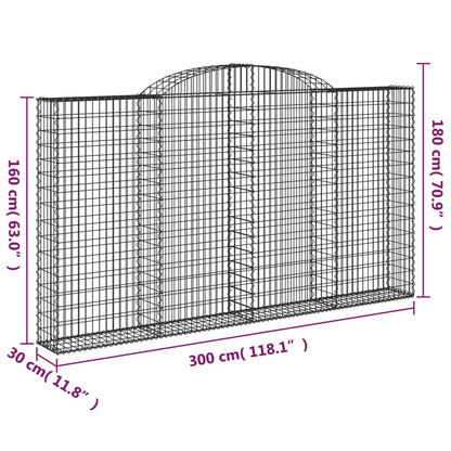 Cesti Gabbioni ad Arco 3 pz 300x30x160/180 cm Ferro Zincato