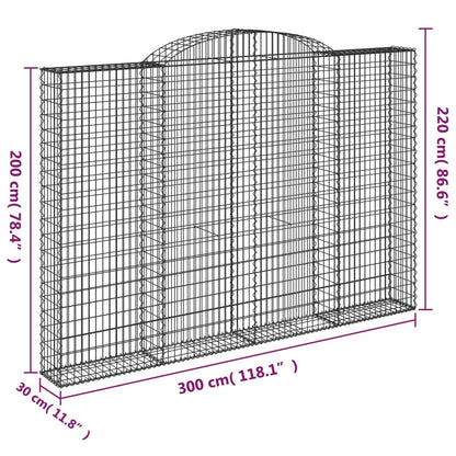 Cesti Gabbioni ad Arco 4 pz 300x30x200/220 cm Ferro Zincato