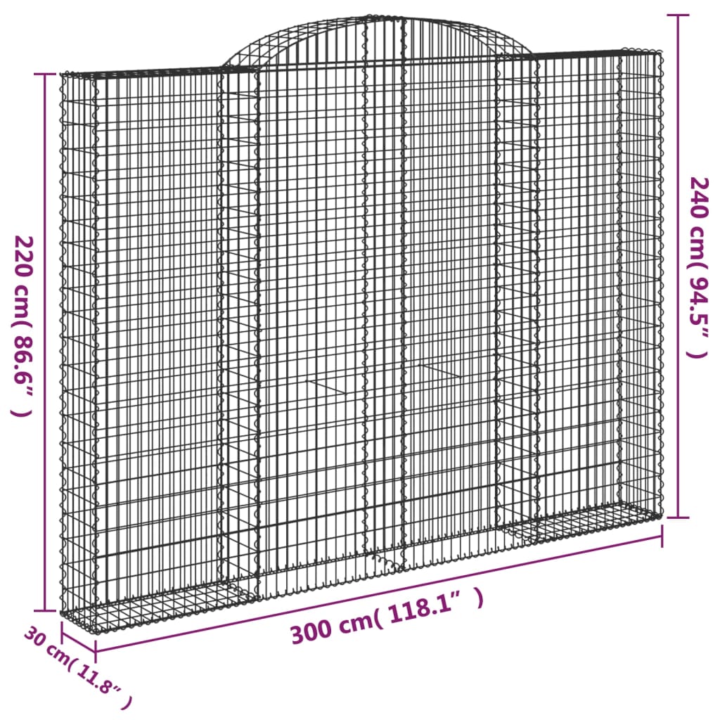 Cesti Gabbioni ad Arco 4 pz 300x30x220/240 cm Ferro Zincato - homemem39