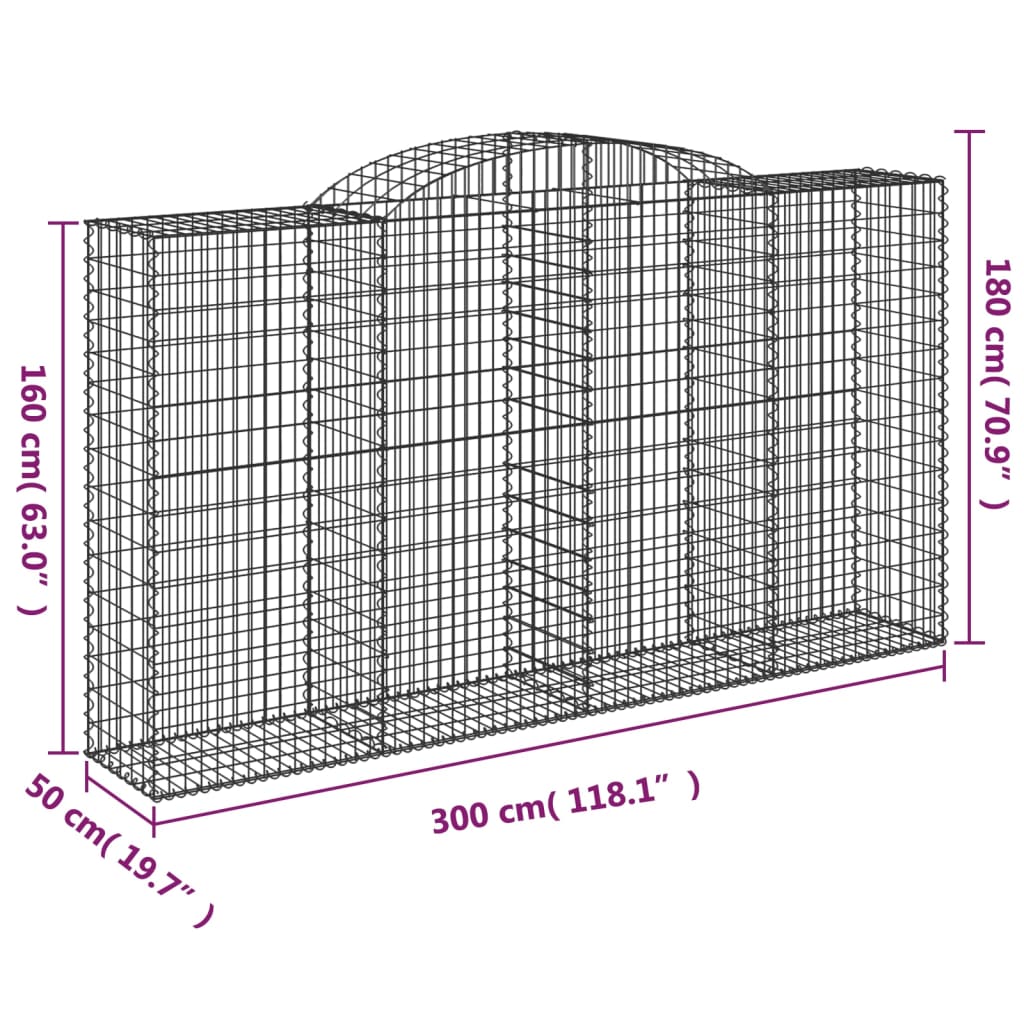 Cesti Gabbioni ad Arco 30 pz 300x50x160/180 cm Ferro Zincato