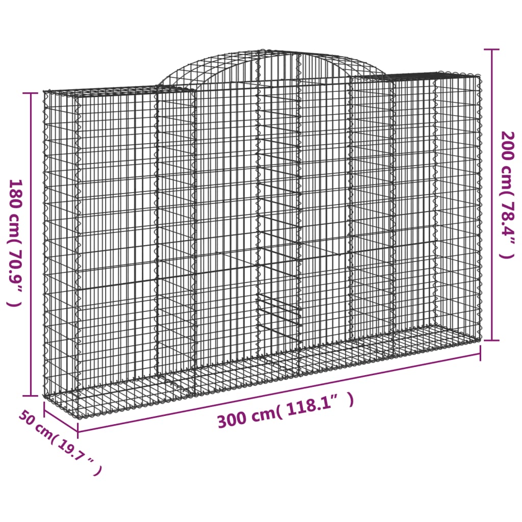 Cesti Gabbioni ad Arco 6 pz 300x50x180/200 cm Ferro Zincato - homemem39