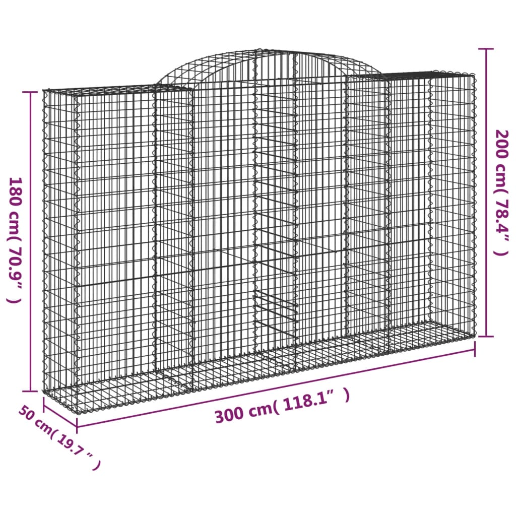 Cesti Gabbioni ad Arco 13 pz 300x50x180/200 cm Ferro Zincato - homemem39