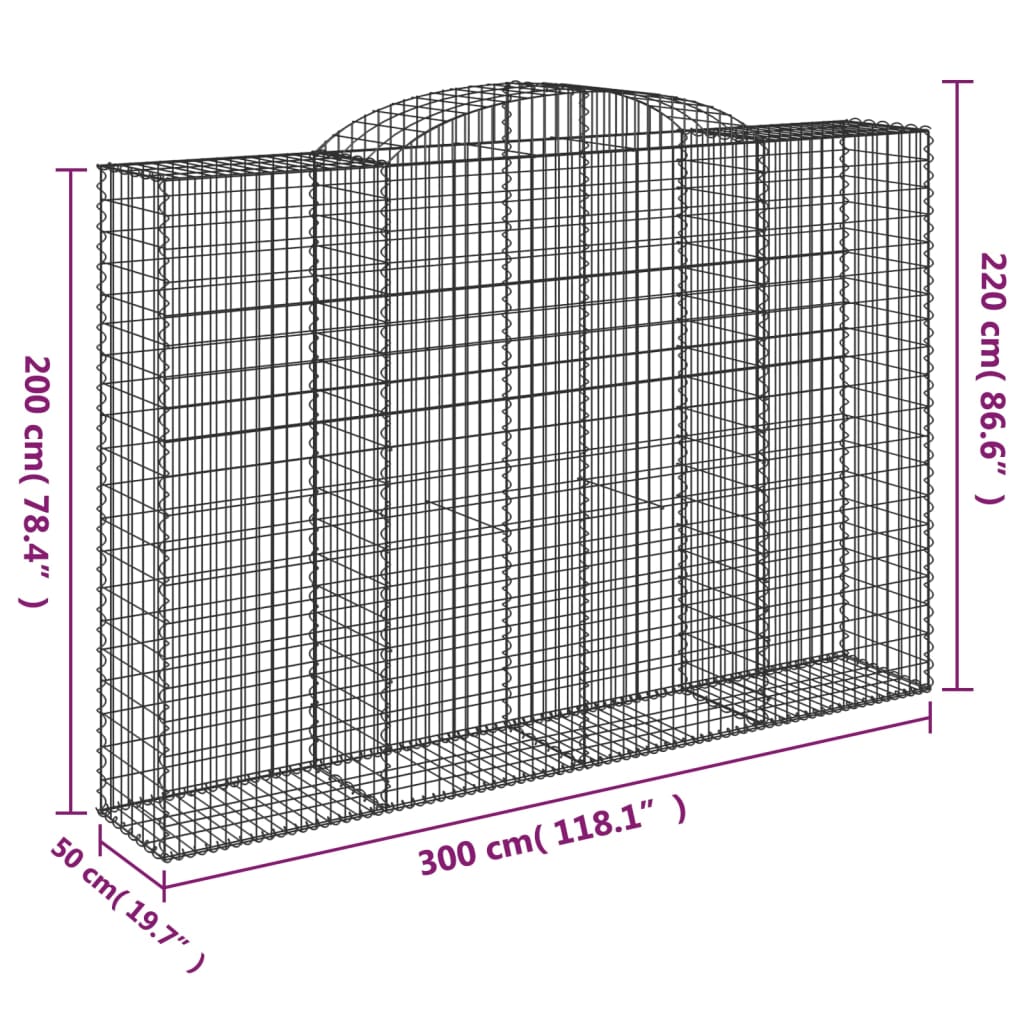 Cesti Gabbioni ad Arco 10 pz 300x50x200/220 cm Ferro Zincato