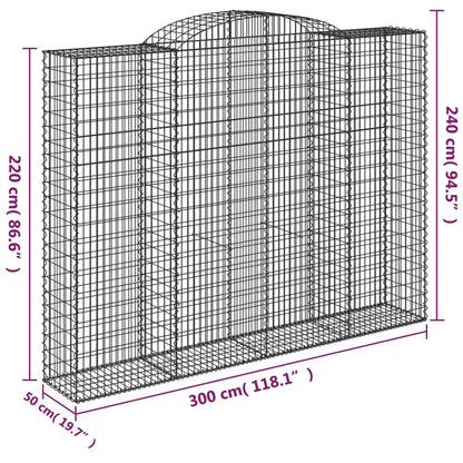 Cesti Gabbioni ad Arco 8 pz 300x50x220/240 cm Ferro Zincato