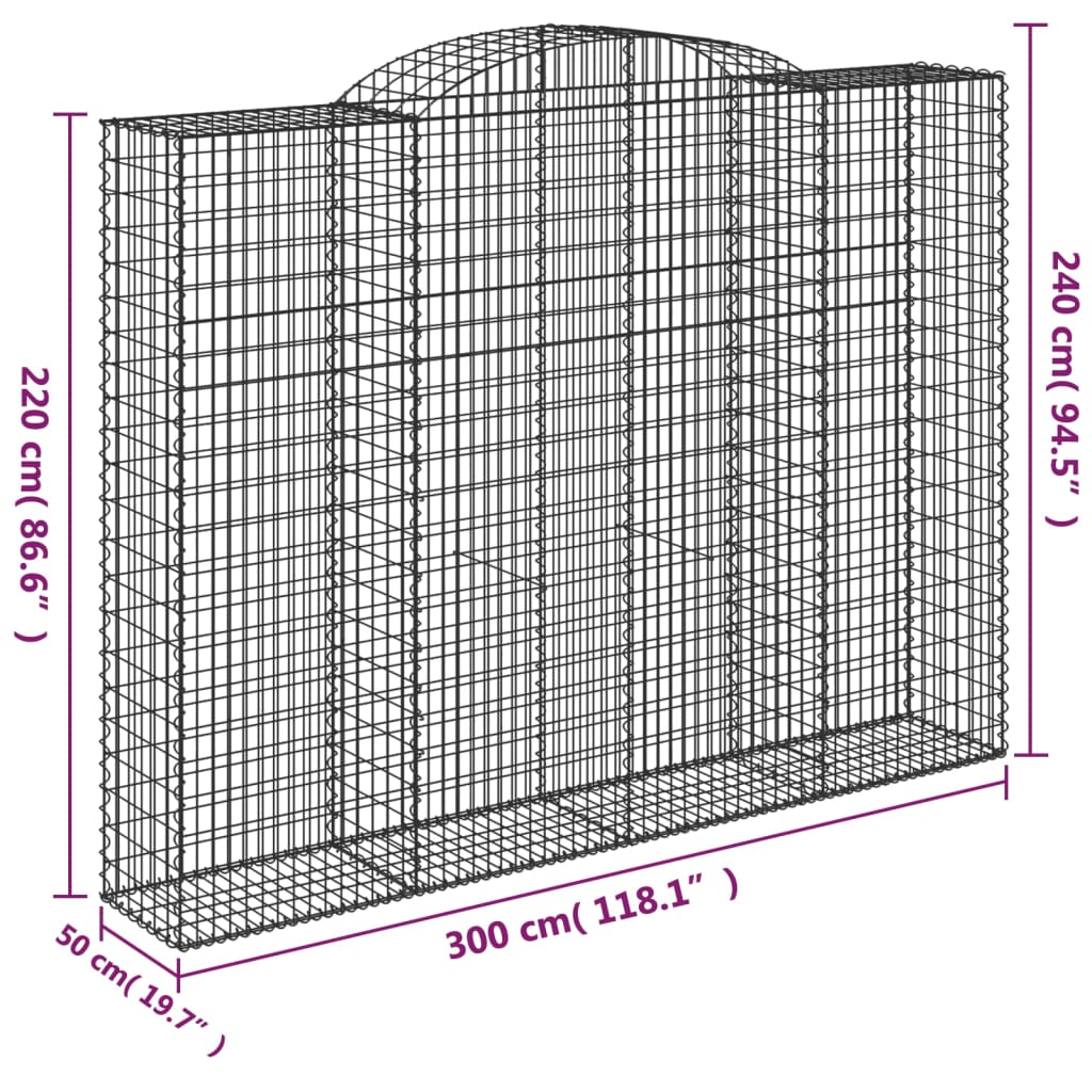 Cesti Gabbioni ad Arco 9 pz 300x50x220/240 cm Ferro Zincato