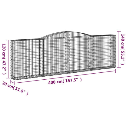 Cesti Gabbioni ad Arco 20 pz 400x30x120/140 cm Ferro Zincato - homemem39