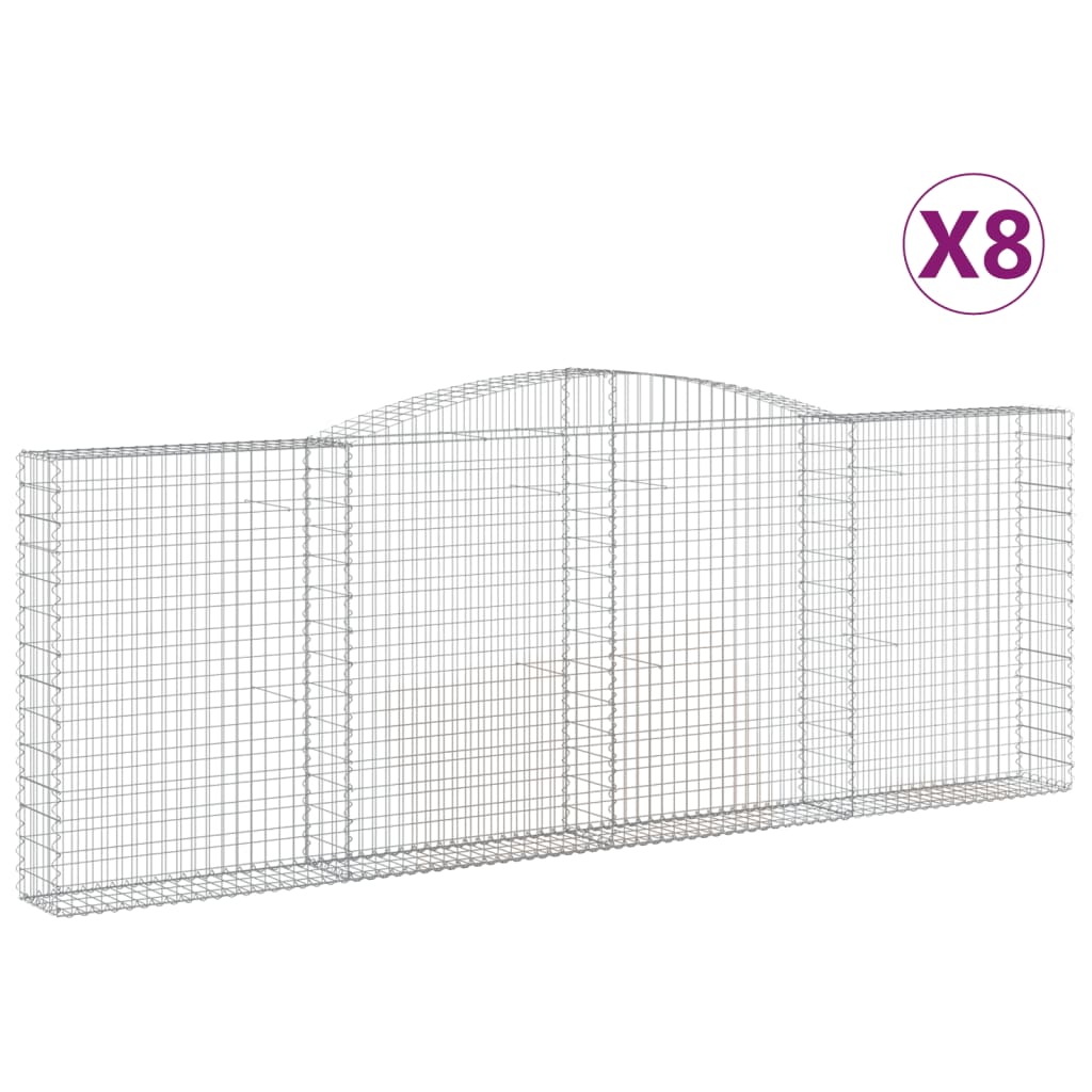 Cesti Gabbioni ad Arco 8 pz 400x30x140/160 cm Ferro Zincato