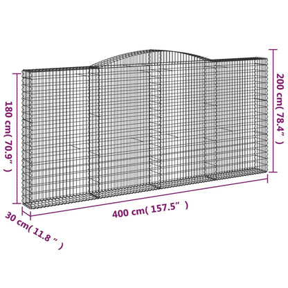 Cesti Gabbioni ad Arco 25 pz 400x30x180/200 cm Ferro Zincato | homemem39