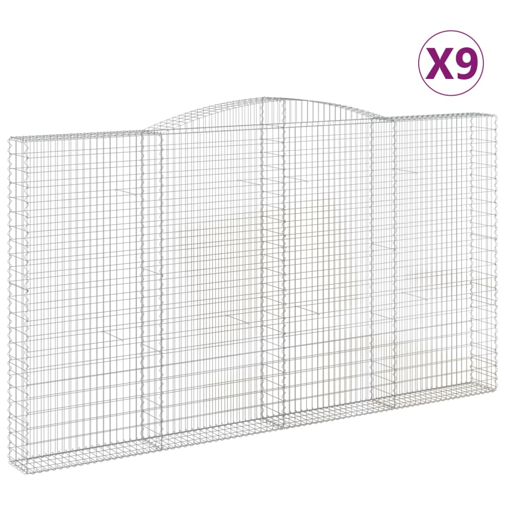 Cesti Gabbioni ad Arco 9 pz 400x30x220/240 cm Ferro Zincato | homemem39