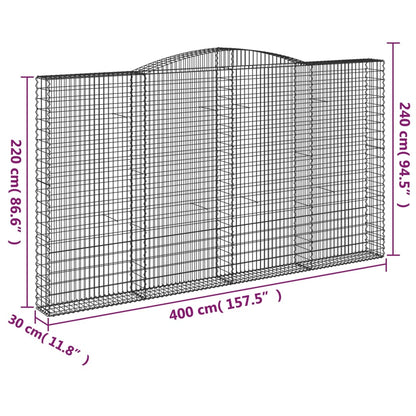 Cesti Gabbioni ad Arco 15 pz 400x30x220/240 cm Ferro Zincato - homemem39