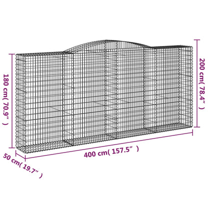 Cesti Gabbioni ad Arco 4 pz 400x50x180/200 cm Ferro Zincato - homemem39